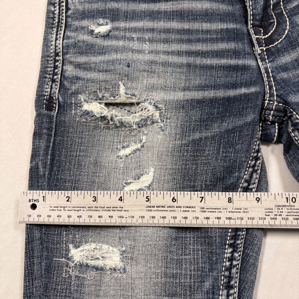 BKE Jeans Mens 29R Alec Straight Leg Blue Distressed Denim EUC - Picture 12 of 15